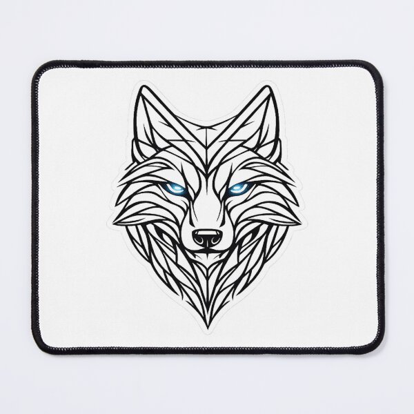 Item preview, Minimalist line wolf with blue eyes designed and sold by Wolf Creator.