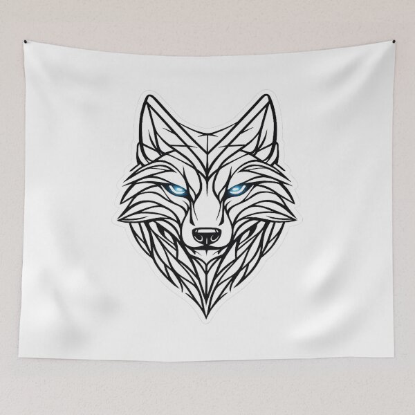 Item preview, Minimalist line wolf with blue eyes designed and sold by Wolf Creator.