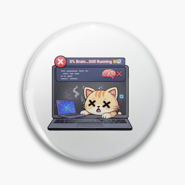 Item preview, 0% Brain… Still Running ?? | Funny Burnout Cat Work Meme designed and sold by Kawaii Cosmos Cats.