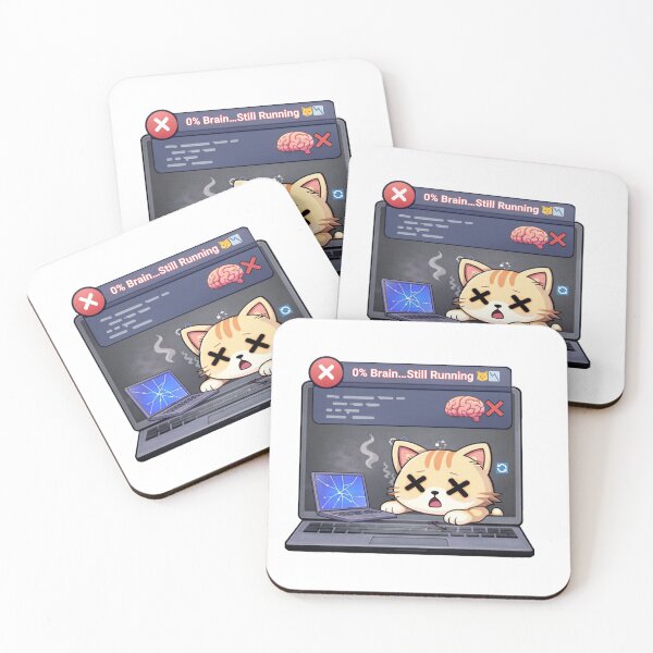 Item preview, 0% Brain… Still Running ?? | Funny Burnout Cat Work Meme designed and sold by Kawaii Cosmos Cats.