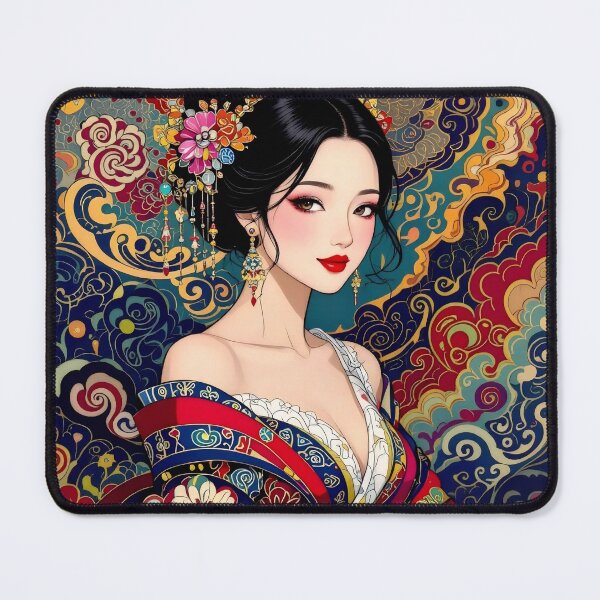 Item preview, Elegant Oriental Muse: Floral Kimono Beauty designed and sold by Serene Strokes Art.