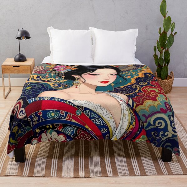 Item preview, Elegant Oriental Muse: Floral Kimono Beauty designed and sold by Serene Strokes Art.