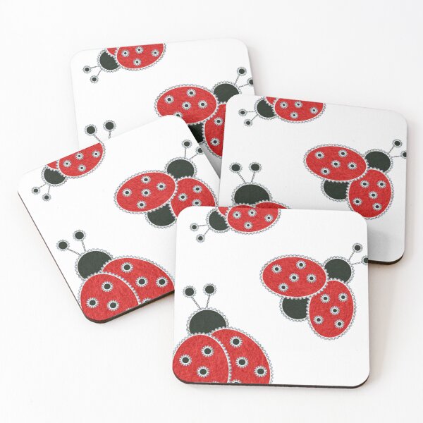Item preview, Ladybug Style Embroidery Lace Red and Black Cute Textile Art designed and sold by CLC54.