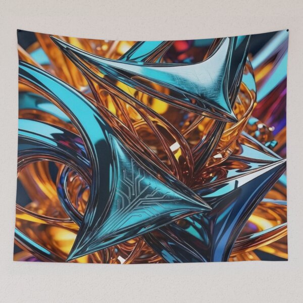 Item preview, Cybernetic Chrome Abstract Tech Geometry Art designed and sold by Remix Vision.