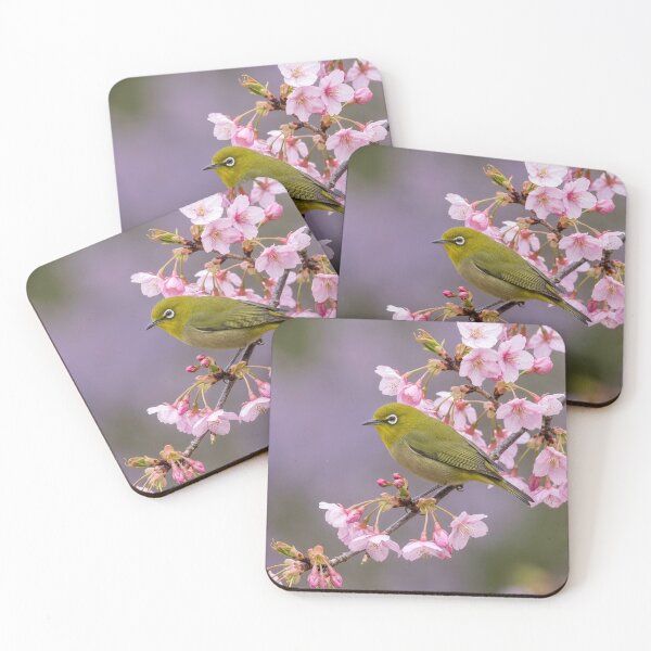 Item preview, Japanese White-Eye Perches on Kawazu-Zakura Branch designed and sold by Tridentulus.