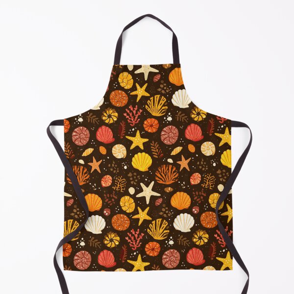 Item preview, Orange Starfish and Shells on Dark Background designed and sold by Piotrek0001.