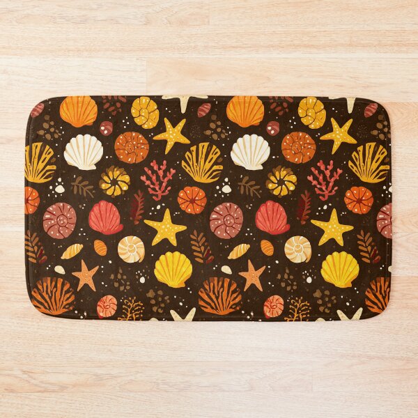 Item preview, Orange Starfish and Shells on Dark Background designed and sold by Piotrek0001.