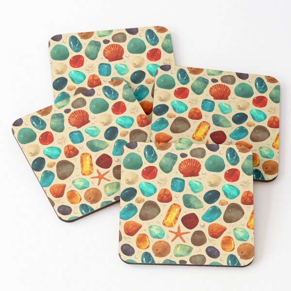 Item preview, Warm Orange and Blue Sea Glass Pebbles designed and sold by Piotrek0001.