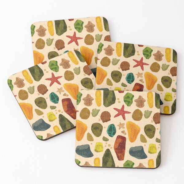 Item preview, Green Sea Glass and Red Starfish on Sand designed and sold by Piotrek0001.