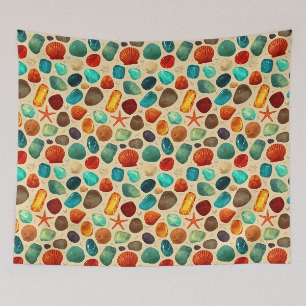 Item preview, Warm Orange and Blue Sea Glass Pebbles designed and sold by Piotrek0001.