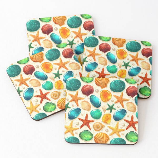 Item preview, Vivid Orange Sea Glass and Shells Pattern designed and sold by Piotrek0001.