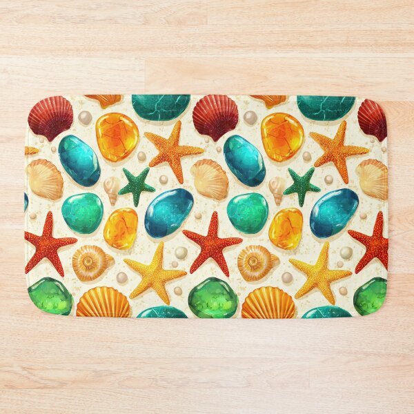 Item preview, Vivid Orange Sea Glass and Shells Pattern designed and sold by Piotrek0001.