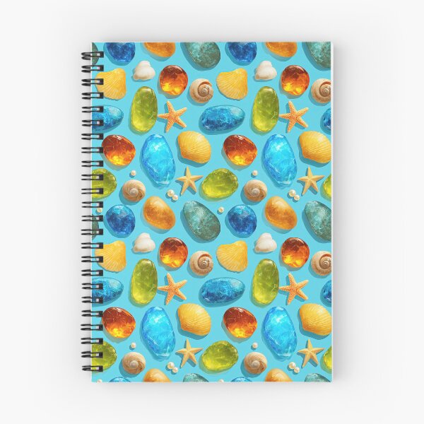 Item preview, Blue and Orange Sea Glass Gems on Teal designed and sold by Piotrek0001.