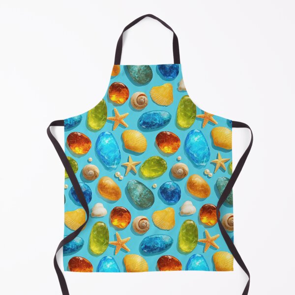 Item preview, Blue and Orange Sea Glass Gems on Teal designed and sold by Piotrek0001.
