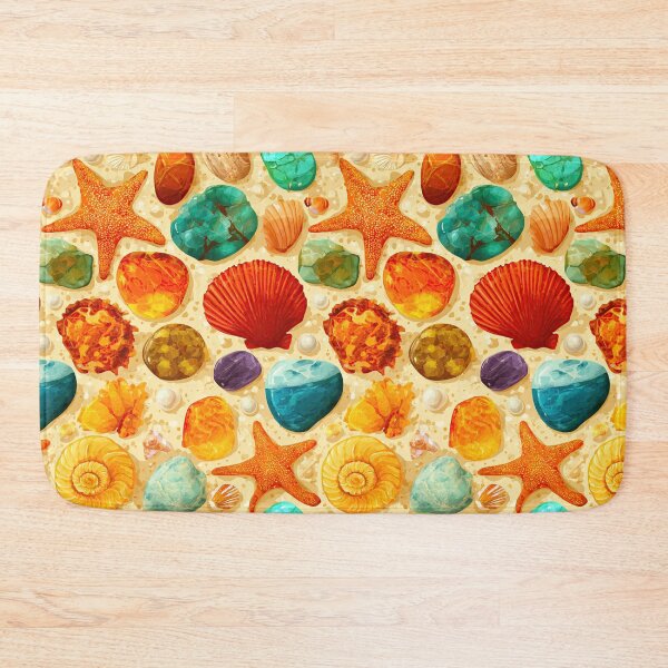 Item preview, Glowing Orange and Green Sea Glass on Sand designed and sold by Piotrek0001.