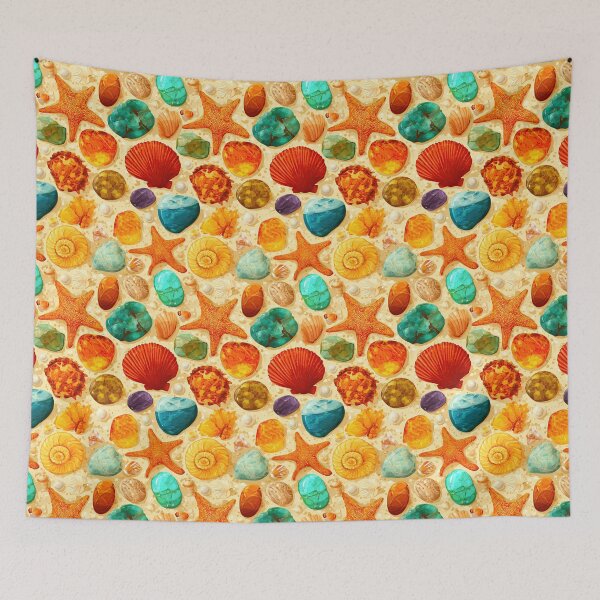 Item preview, Glowing Orange and Green Sea Glass on Sand designed and sold by Piotrek0001.