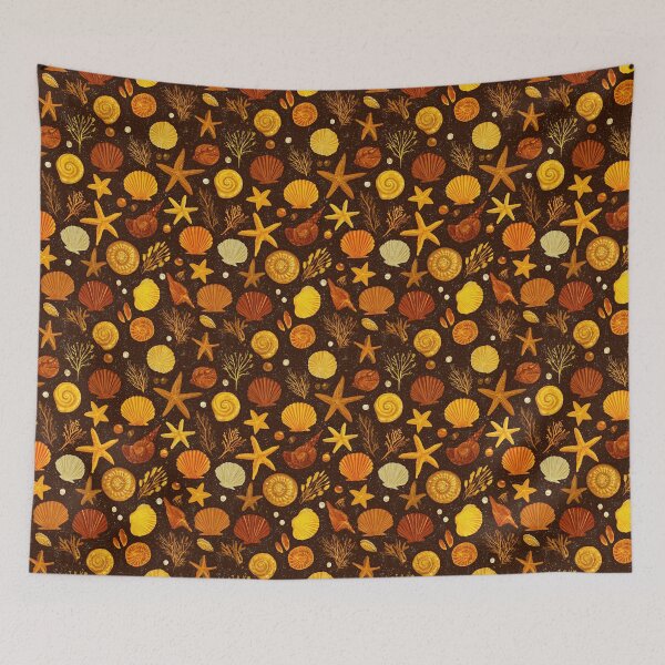 Item preview, Yellow Starfish and Coral on Dark Brown designed and sold by Piotrek0001.
