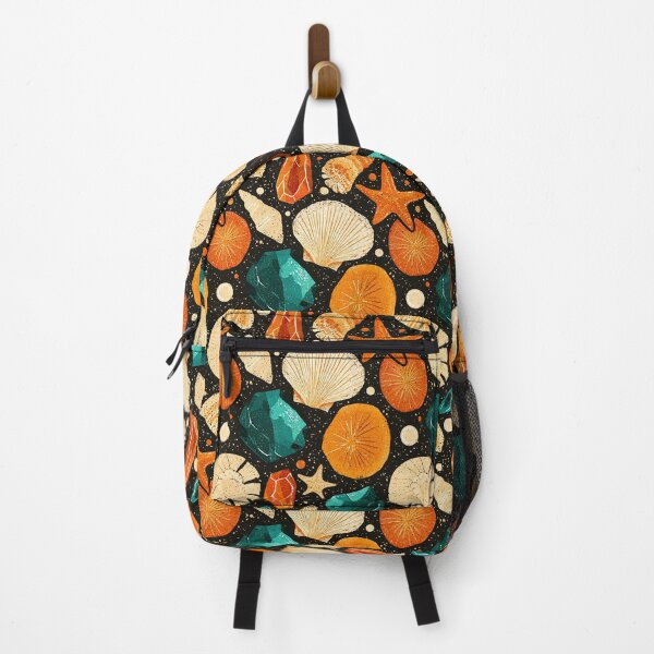 Item preview, Orange Starfish and Teal Stones on Black designed and sold by Piotrek0001.