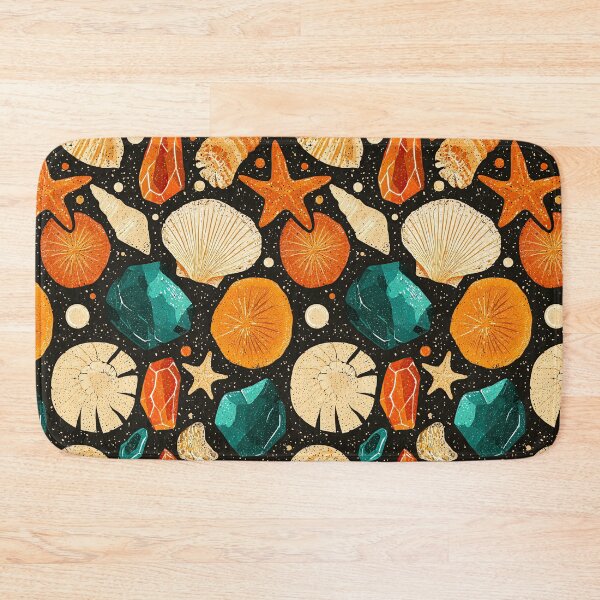 Item preview, Orange Starfish and Teal Stones on Black designed and sold by Piotrek0001.
