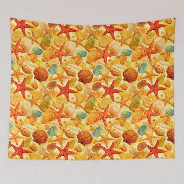 Item preview, Golden Orange Starfish and Shells Texture designed and sold by Piotrek0001.