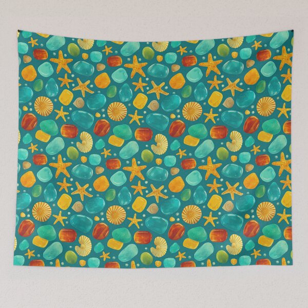 Item preview, Blue Sea Glass and Yellow Starfish Pattern designed and sold by Piotrek0001.