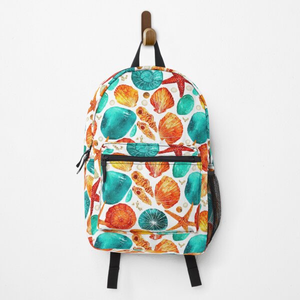 Item preview, Bright Teal and Orange Shells Watercolor designed and sold by Piotrek0001.