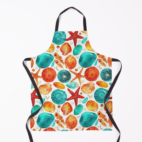 Item preview, Bright Teal and Orange Shells Watercolor designed and sold by Piotrek0001.
