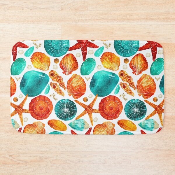 Item preview, Bright Teal and Orange Shells Watercolor designed and sold by Piotrek0001.