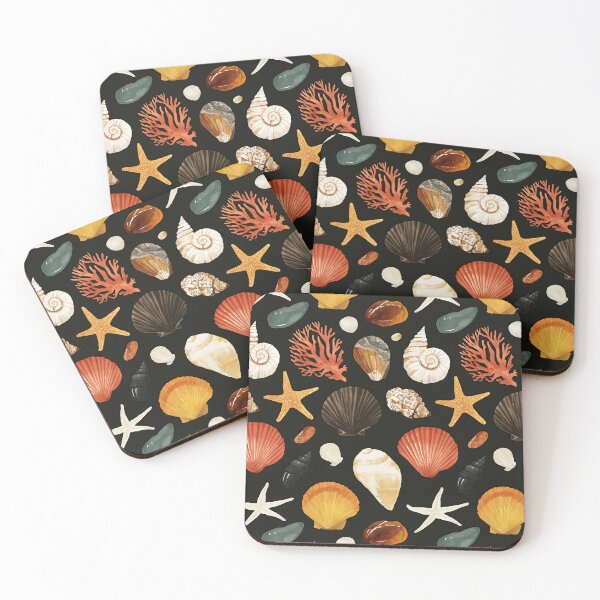 Item preview, Elegant White Shells and Coral on Black designed and sold by Piotrek0001.