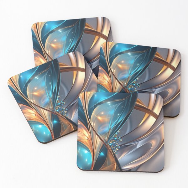 Item preview, Luminous Teal and Amber Liquid Crystal Abstract designed and sold by Remix Vision.