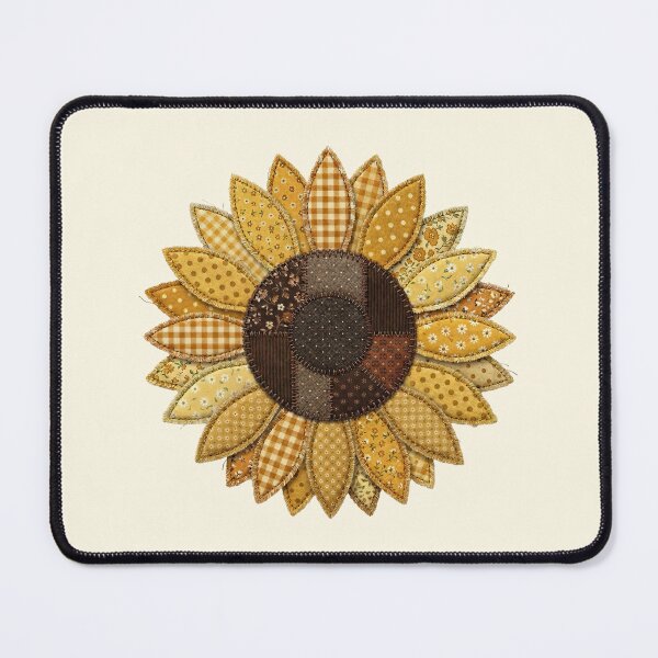 Item preview, Patchwork Sunflower Quilted Golden Harvest Flower Art designed and sold by BVDigitalArt.