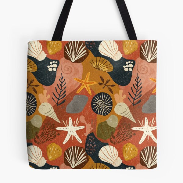 Item preview, Earthy Boho Shells and Starfish on Dark Beige designed and sold by Piotrek0001.