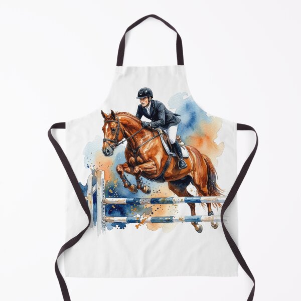 Item preview, Show Jumping Horse Watercolor, Equestrian Rider Art, Horse Jump Illustration designed and sold by Rutvain.