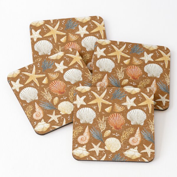 Item preview, Golden Starfish and White Shells on Sand designed and sold by Piotrek0001.