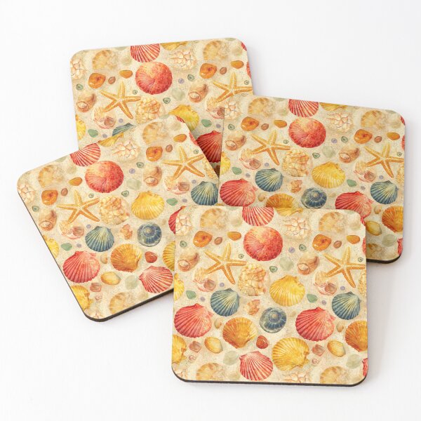Item preview, Painted Orange Shells and Starfish on Beige designed and sold by Piotrek0001.