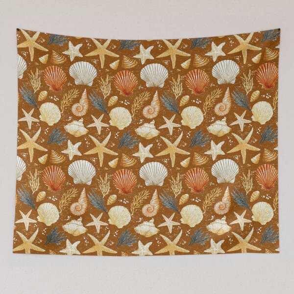 Item preview, Golden Starfish and White Shells on Sand designed and sold by Piotrek0001.