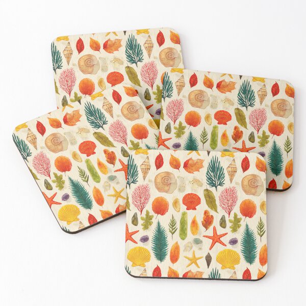Item preview, Watercolor Coral Shells and Green Seaweed designed and sold by Piotrek0001.