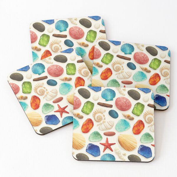 Item preview, White Sand with Colorful Sea Glass and Starfish designed and sold by Piotrek0001.