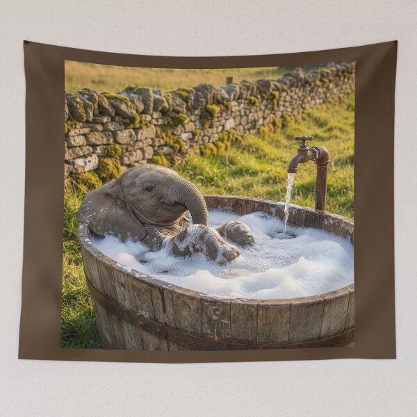 Item preview, Baby Elephant Has English Country Bath designed and sold by Tridentulus.