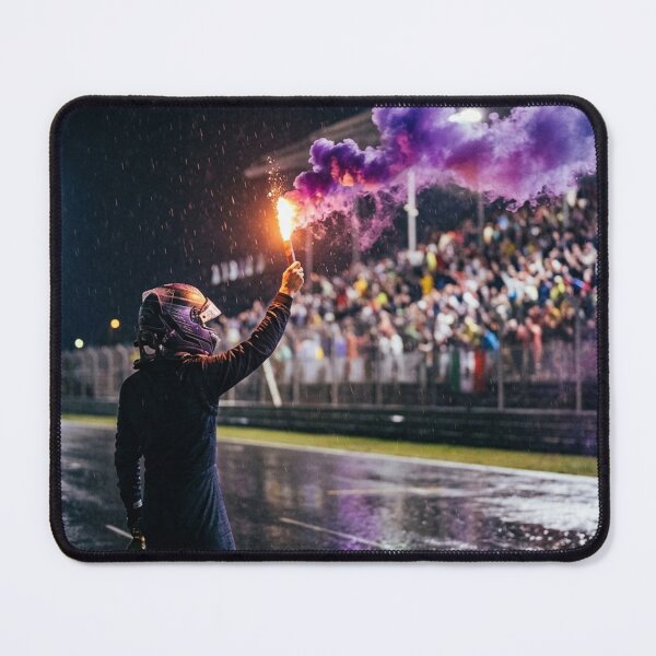 Item preview, F1 Racing Driver Purple Smoke Flare Night Race Track Crowd Celebration Poster designed and sold by ticzla95.