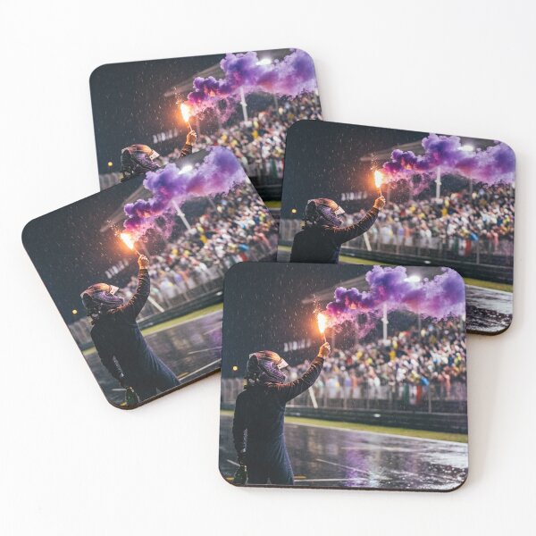 Item preview, F1 Racing Driver Purple Smoke Flare Night Race Track Crowd Celebration Poster designed and sold by ticzla95.