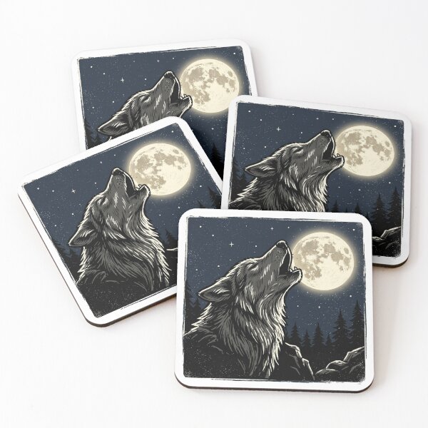 Item preview, retro wolf howling moon designed and sold by CREATINGMAD.