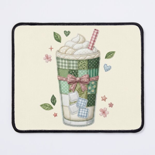 Item preview, Patchwork Matcha Latte Quilted Green Tea Cottagecore Art designed and sold by BVDigitalArt.