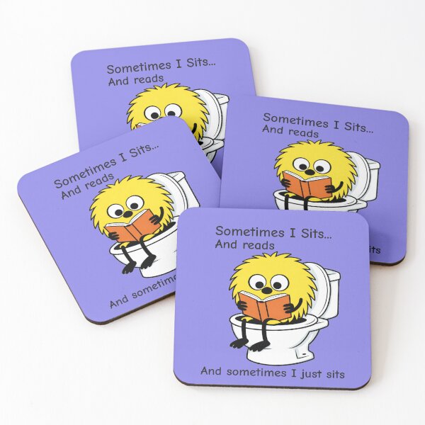 Item preview, Sometimes I Sits and reads – Funny Bathroom Humor Cartoon dark print designed and sold by TheThinglings.