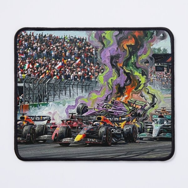 Item preview, F1 Grand Prix Racing Crash Chaos Oil Painting Colorful Smoke Action Poster Art designed and sold by ticzla95.