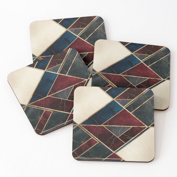 Item preview, Modern Geometric Marble Mosaic with Gold Inlay designed and sold by Remix Vision.