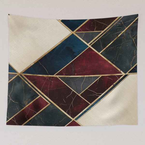 Item preview, Modern Geometric Marble Mosaic with Gold Inlay designed and sold by Remix Vision.