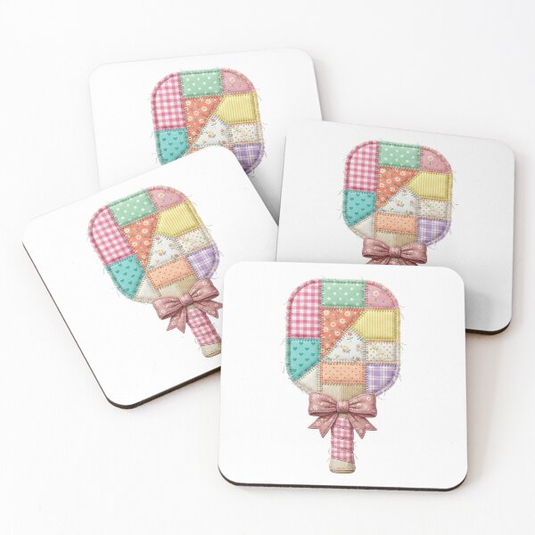 Item preview, Patchwork Pickleball Racket Quilted Pastel Sports Art designed and sold by BVDigitalArt.