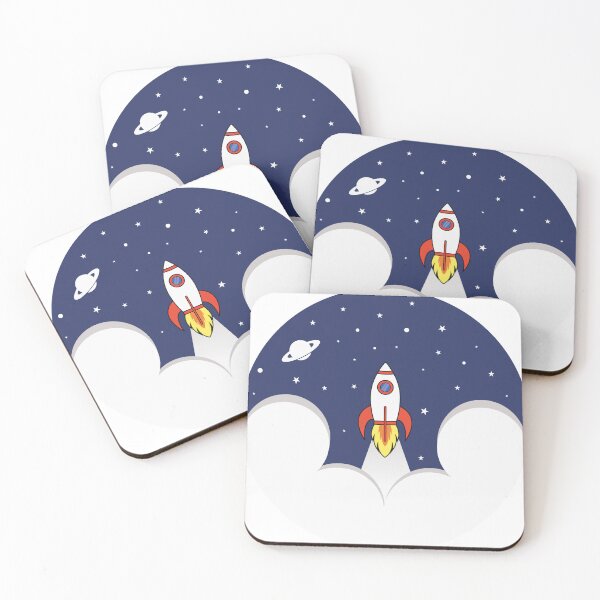 Item preview, Cartoon Rocket Takeoff Space Stars Flat Design Illustration Child designed and sold by CLC54.