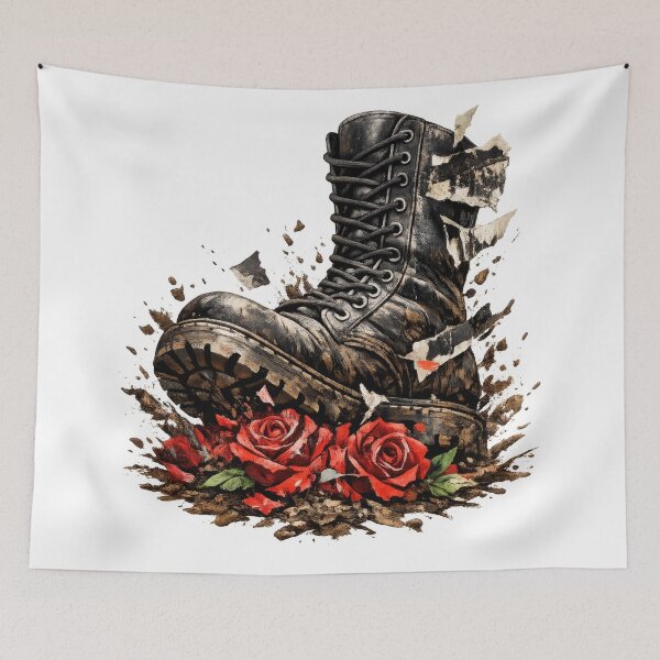 Item preview, Combat Boot Crushing Red Roses designed and sold by jgvisualarts.